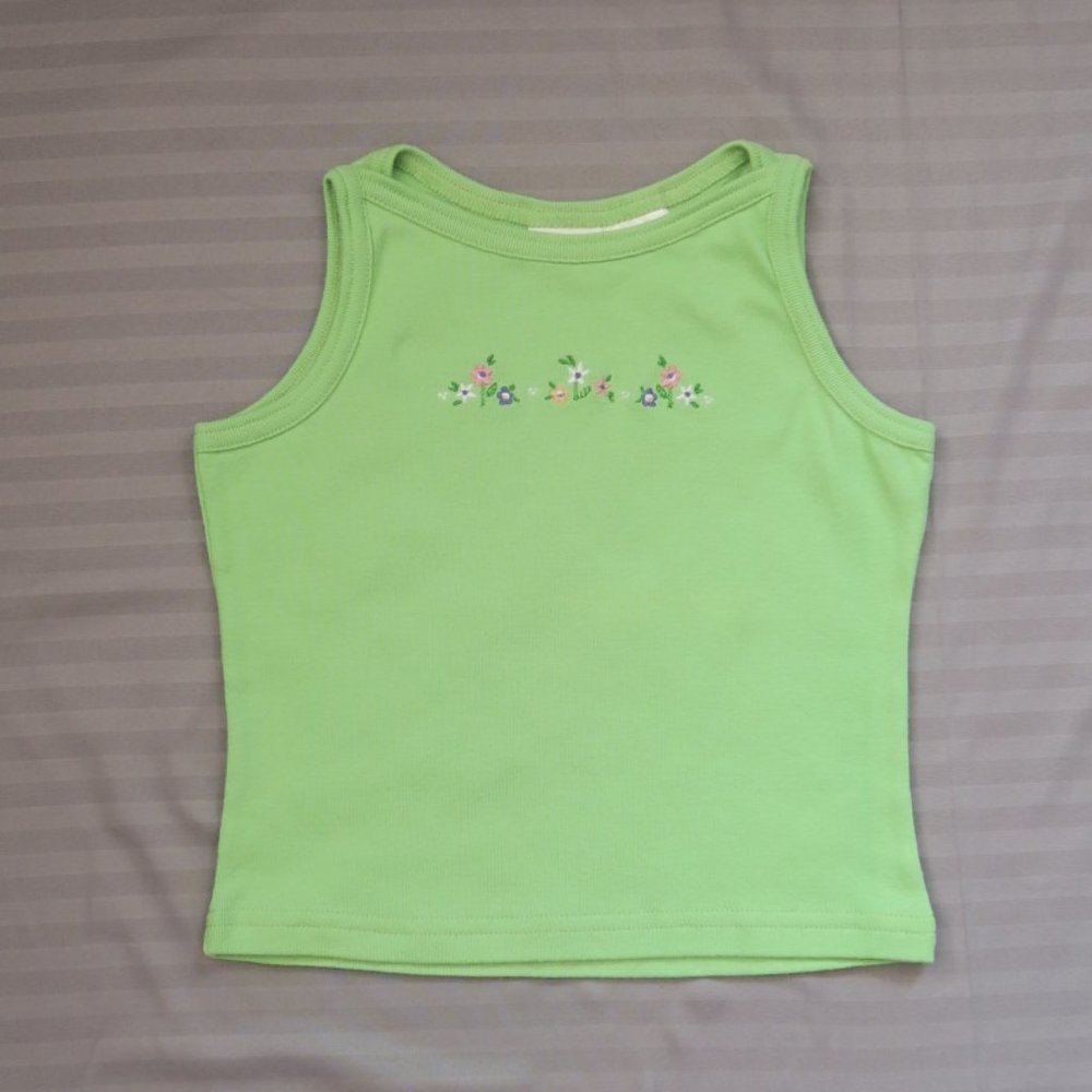 Hartstrings Girls Green Floral Tank   Size 6